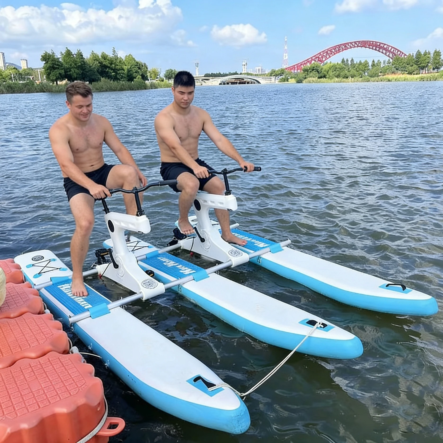 

2 Person Hot Sale Inflatable Water Bike Durable Floating Pedal Boat Hydro Bike for Water Sports Leisure Equipment
