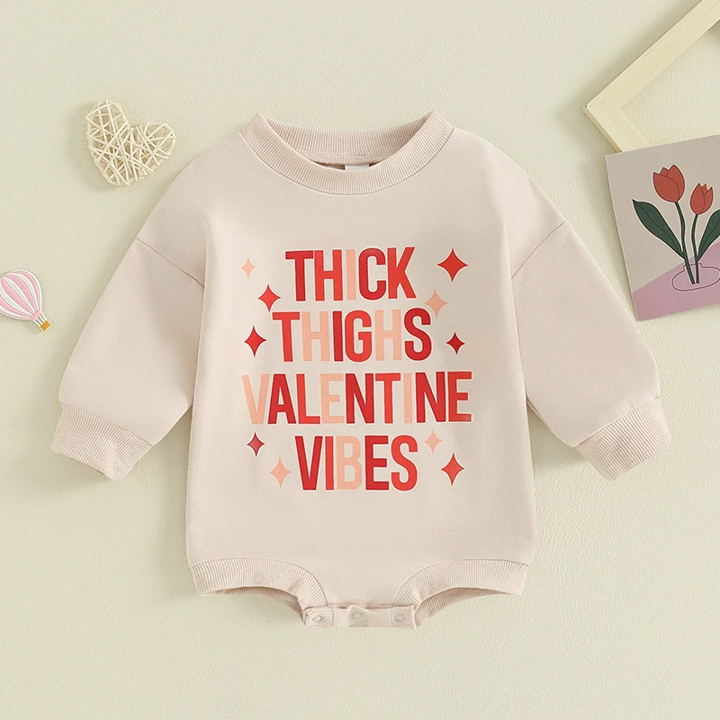 

2023-11-03 Lioraitiin 0-18M Newborn Baby Girl Boy Valentines Day Outfit Letter Print Oversized Sweatshirt Romper Spring Clothes