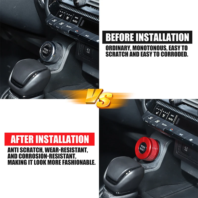 

Aluminum Alloy Red For Toyota Land Cruiser Prado 250 LC250 2024+ Car Driving Mode Knob Ring Decorative Sticker Car Accessories