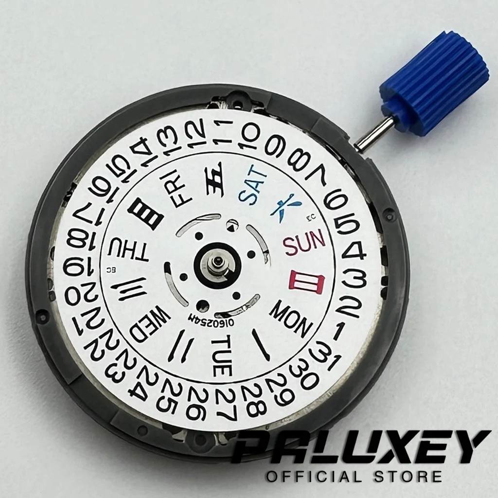 Juego de vástago de piezas de reloj NH36, 24 joyas, movimiento automático, día-fecha blanco, corona 3:00 a 3,0/3,8 en punto, NH36