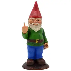 Funny Garden Drunk Gnome Middle Finger Garden Gnome Naughty Go Away Lawn Gnome Statue for Garden Decoration