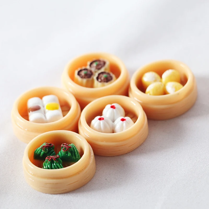 5pcs 1:12 Scale Miniature Dollhouse Chinese Dim Sum Food for Decor Toys[S15][S15]