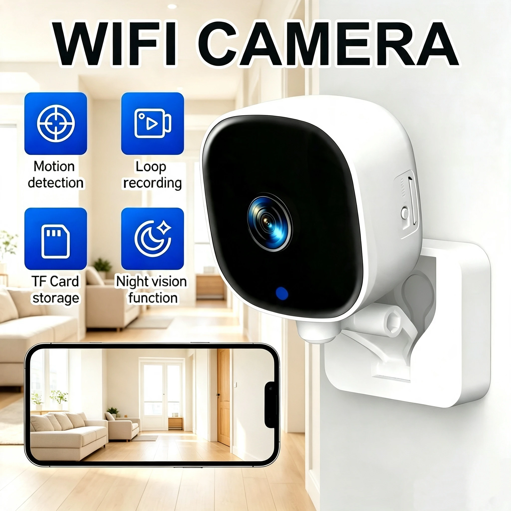 5MP Mini WiFi Camera IP/AP Remote Monitor Cloud Storage 2-Way Audio Motion Detection Camcorder Surveillance Security Cam