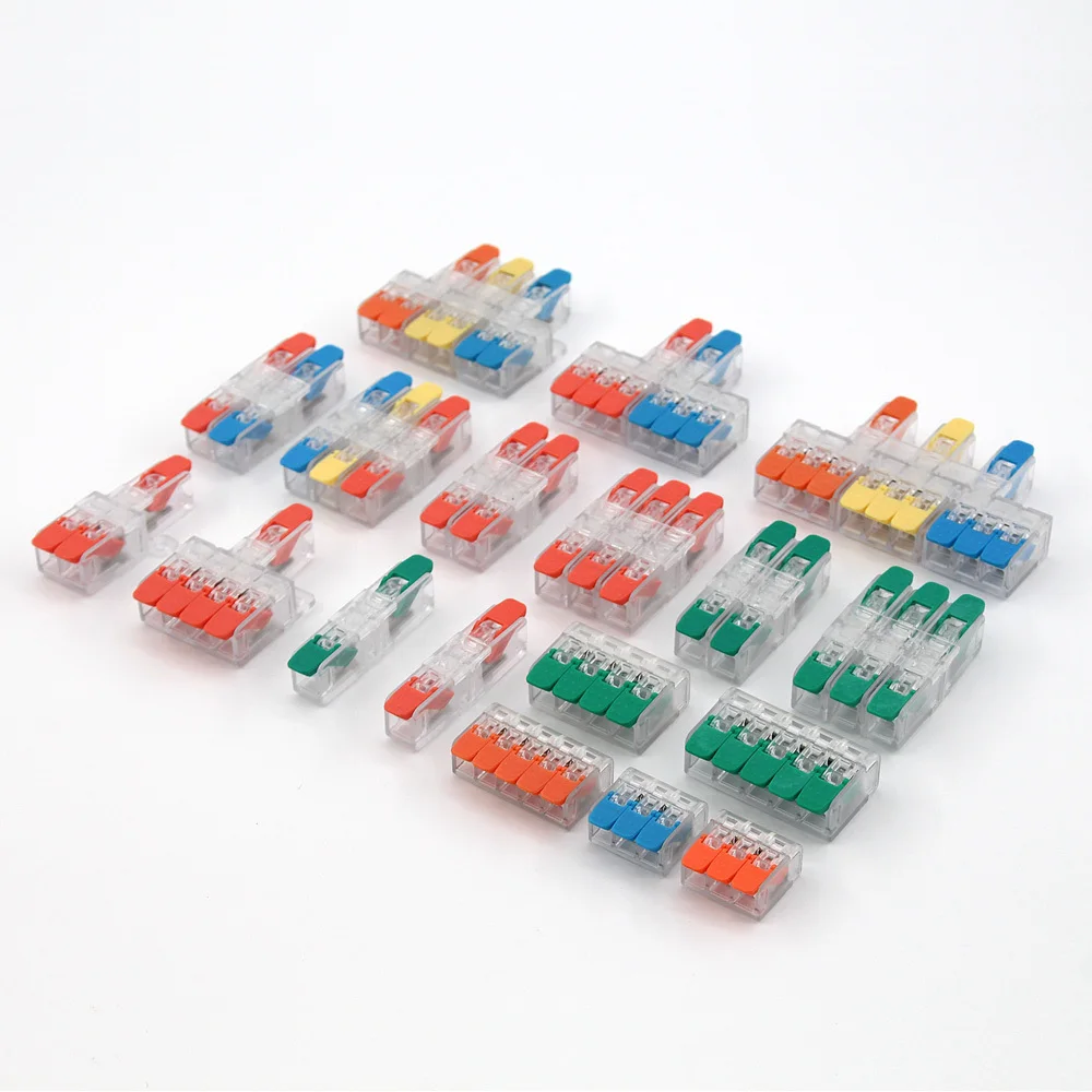 

Wire Connector Electrical Lever Strip Connectors Cage Spring Universal Compact Quick Wiring Conductors Push-in Terminal Blocks