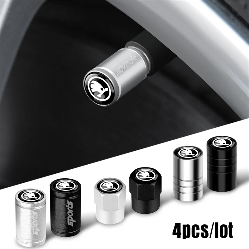 

4pcs Metal Car Wheel Tire Valve Caps Stem Case Covers Accessories For Skoda S Kodiaq Octavia 2 3 Yeti Karoq Rapid Fabia VII A5