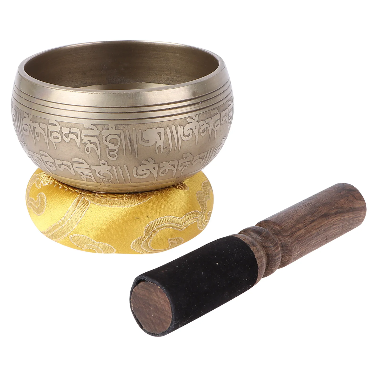 

1 Set Tibetan Singing Bowl With Wooden Striker Cushion Spiritual Yoga Meditation Instrument For Stress Relief Healing Decor
