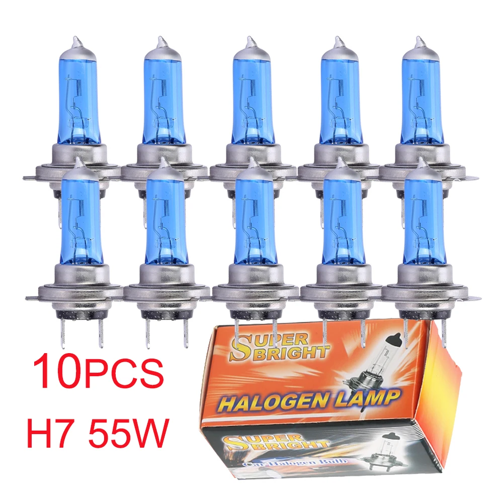 

10PCS H7 12V 55W Halogen Lights Car Bulbs 5500K-6000K Super Brights H7 Light Halogen Lamps 10Pcs H7 Car Headlights Bulb Lamp