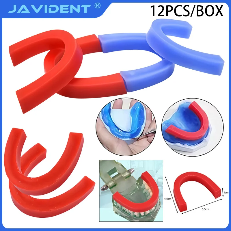 12Pcs Dental Full-Mouth Denture Model Base Wax; Horseshoe-Shaped Wax Drops for Technicians To Arrange Teeth; Dental Materials