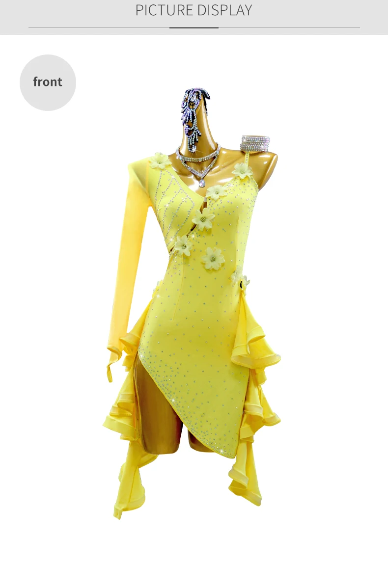 Neue lateinamerikanische Kleider, Ballkleid-Rock, Damen-Performance-Outfit, Mädchen-Kostüm, Bühnen- und Abendgarderobe, Karnevalskostüm, Kabarett-Outfit. – Detail 7