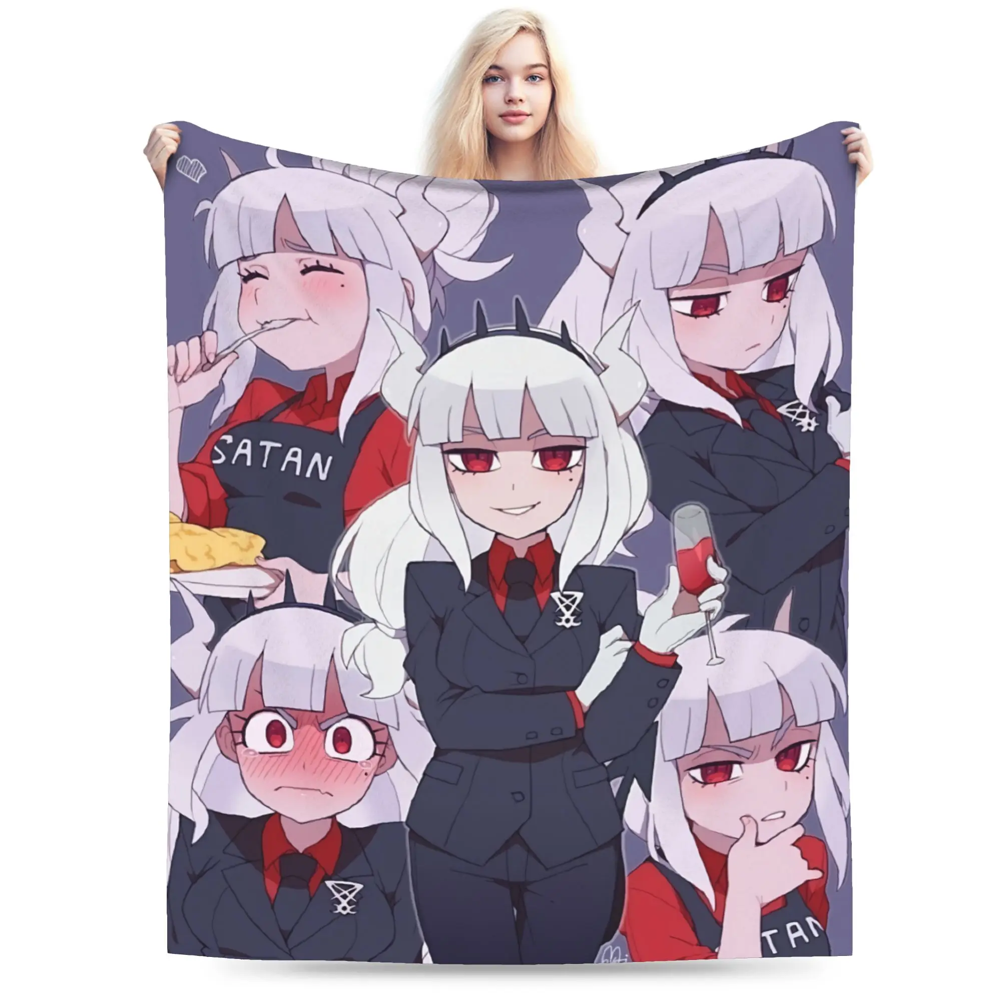 Contradiction Helltaker Lucifers Modeus Blanket Flannel  Cozy Ultra-Soft Throw Blanket for Sofa Bedding Throws