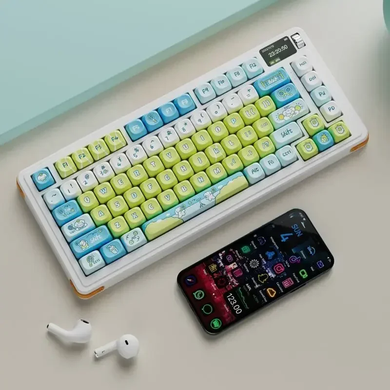 

Puppy Tennis PBT Sublimation Keycap Mechanical Keyboard 75 98 100 104 108 61 87 Satellite Axis
