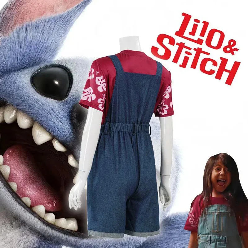 

Cy2025 Cartoon Movie Lilo Cosplay Costume Adult Kids Girl Top Overall Anime Role Play Clothes Casual Birthday Party Halloween Su