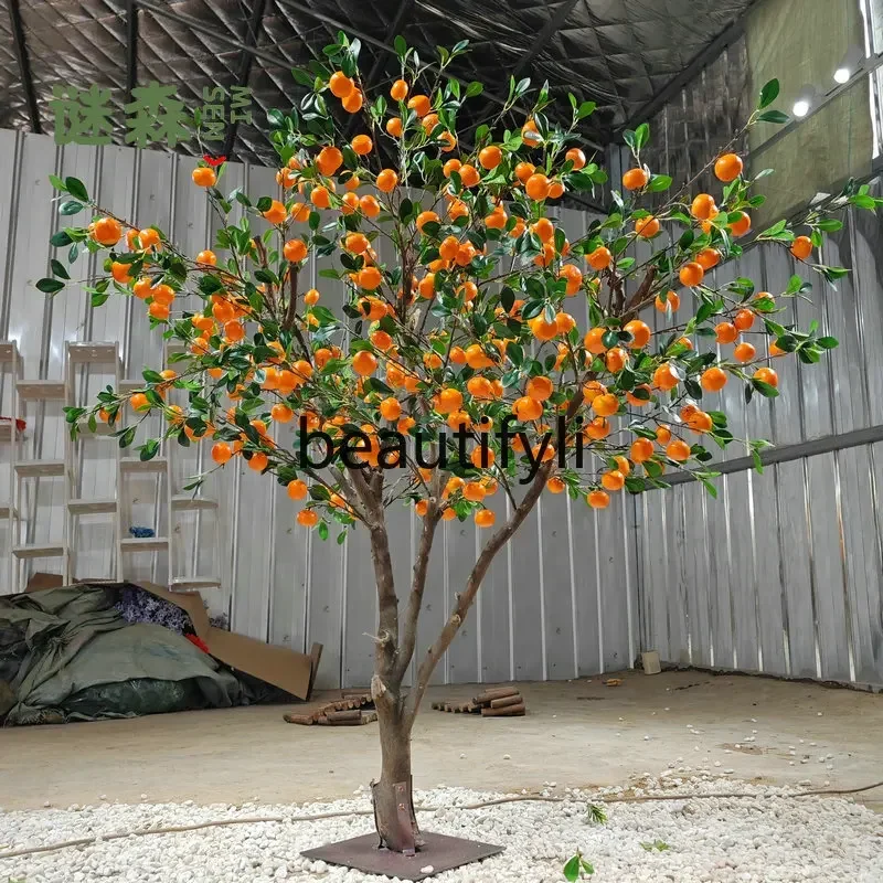 Simulation orange tree indoor fake tree decoration orange pomegranate hotel shopping mall props floor ornament53