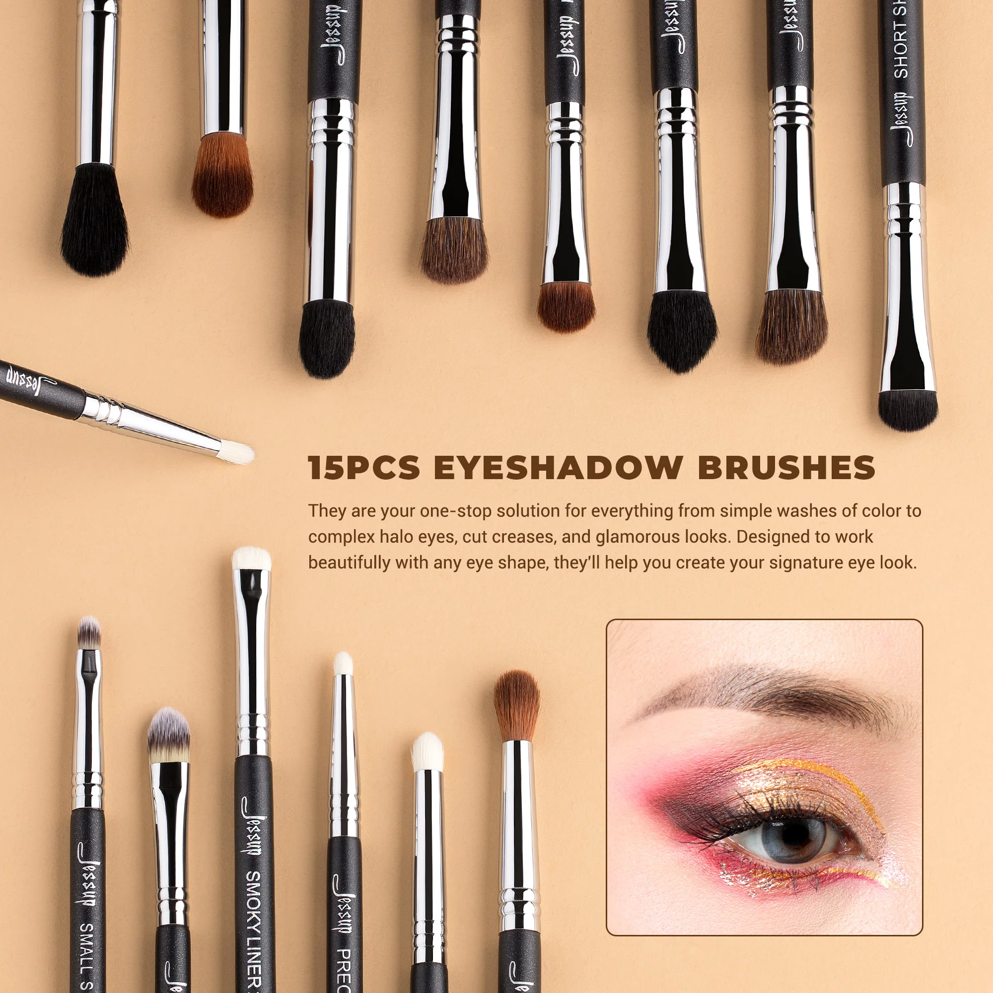 Jessup 전문 메이크업 브러쉬 세트 35pcs, 합성 파운데이션 컨투어 파우더 아이 섀도우 라인 브로우 립 브러쉬 아이 브로우 T342