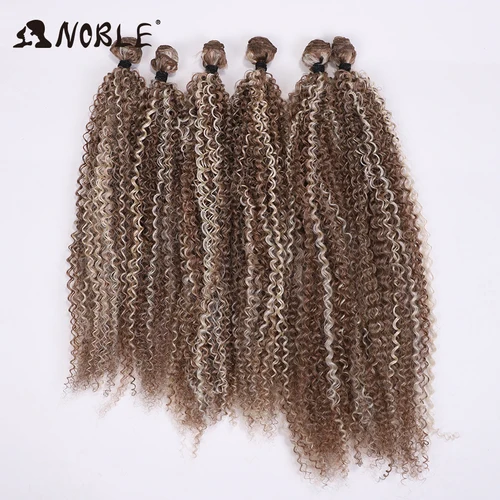 Noble-extensiones de pelo sintético para mujer, Afro mechones de pelo rizado, degradado, Rubio, fibra de alta temperatura, 20-24 pulgadas