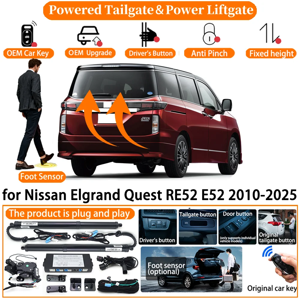 Car OEM Smart Powered Tailgate system for Nissan Elgrand Quest RE52 E52 2010-2025 Automatic Electric Power Tailgate Strut kit