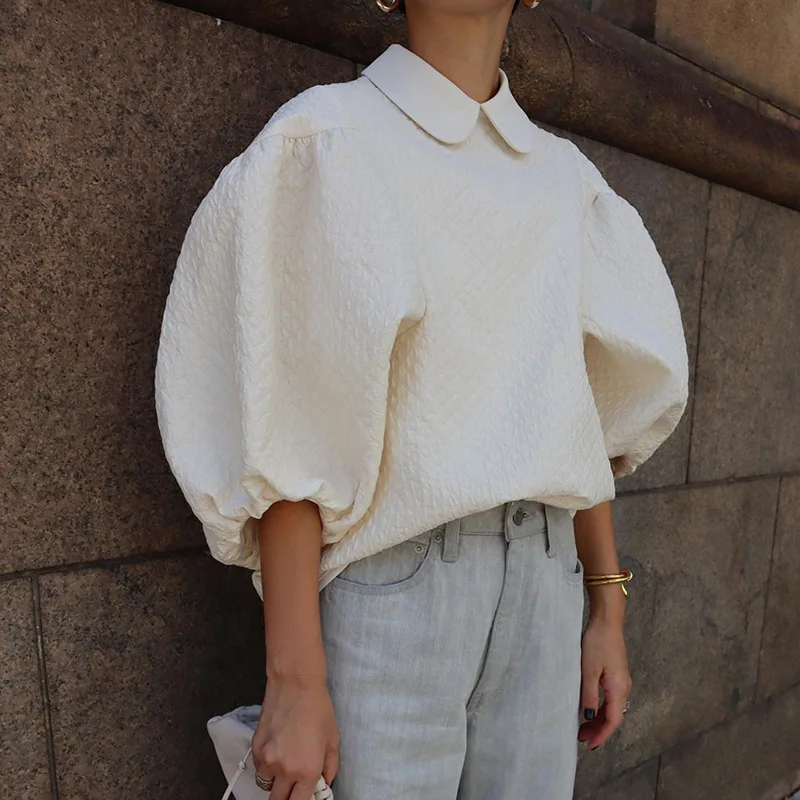 

Gagarich 2025 New Shirt Top Women Fashionable Crisp Large Collar Loose Artistic Shirt Blouse Women