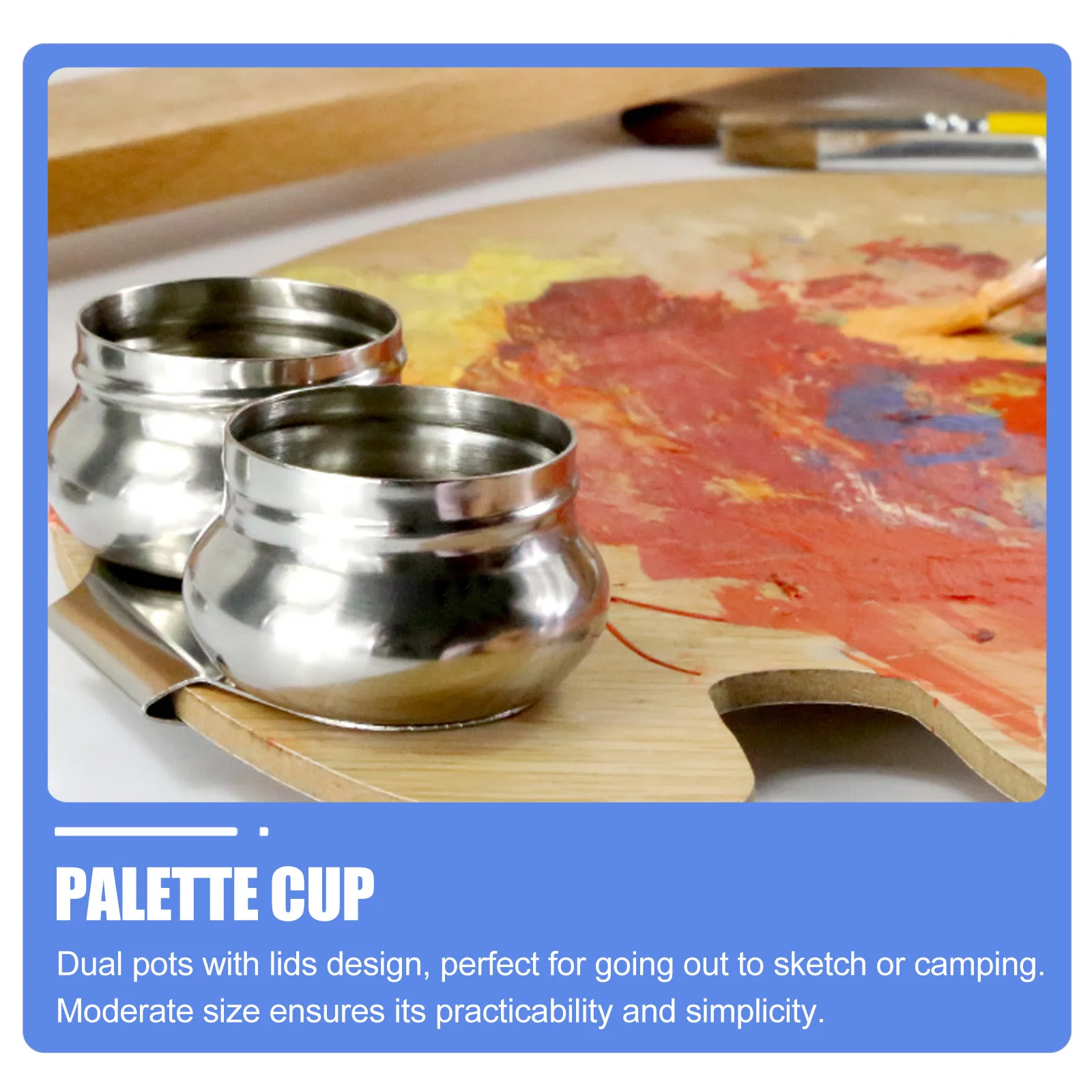 Doppio vaso in acciaio inossidabile con coperchi Design a clip di grande capacità per pennello di stoccaggio solvente per pittura ad acquerello ad olio