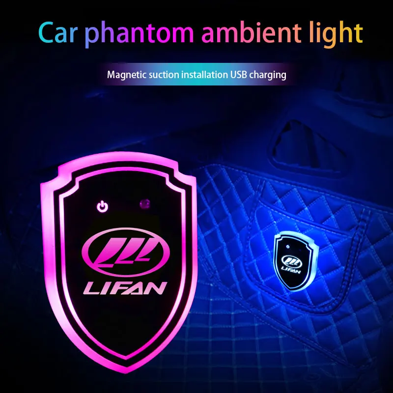 

For Lifan Solano X60 X50 520 620 320 2020 125cc Car Shield Emblem stickers With Colorful Atmosphere Light