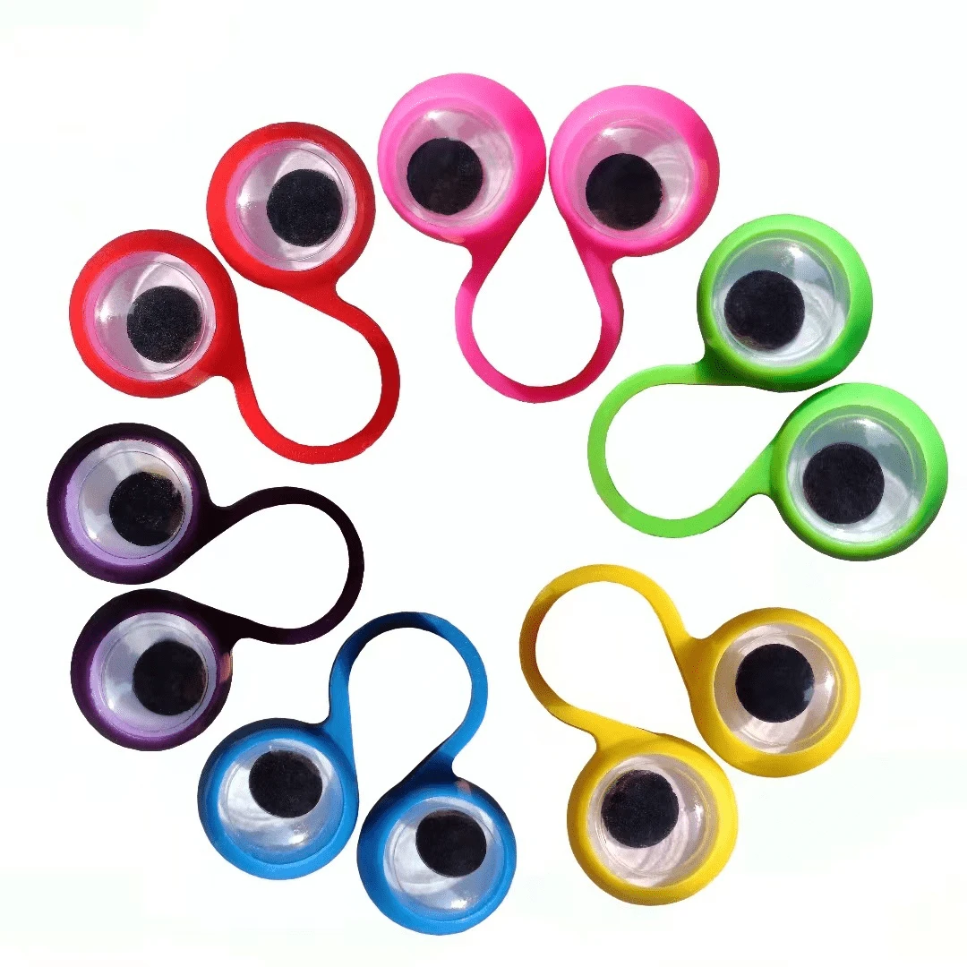 6 قطع من حلقات أصابع عين جوجلي - ألعاب مزحة دوارة مع عيون متحركة، زينة حفلات أعياد الميلاد المضحكة #2