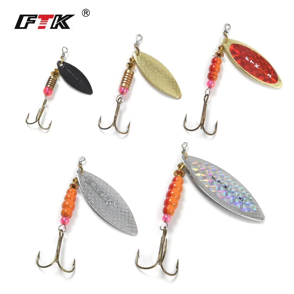 Image of FTK 5/10 Stück 4,3g 7,2g 12,5g 18,4g 28,9g Spinnerbait Löffelköder Hecht Metallköder mit Dreifachhaken Künstlicher Barschköder Angelköder