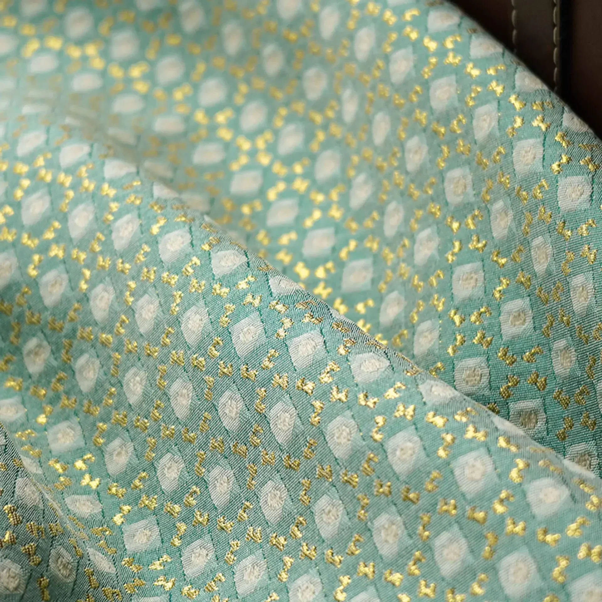 Geometric Gold Silk Relief Jacquard Fabric Simple Dress Skirt Bag Pillow Cover Decorative Sewing