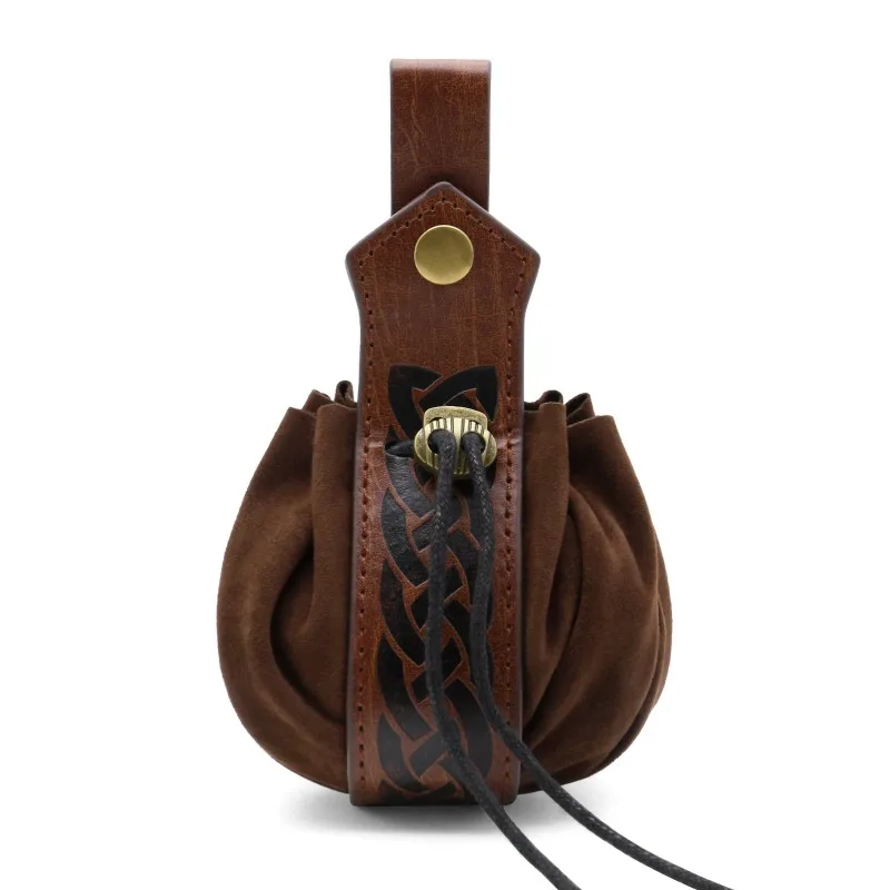 Pochette à cordon vintage – Sac de taille pour cosplay d'Halloween (conception médiévale, crochet de ceinture, porte-monnaie, organisateur pour petits objets)