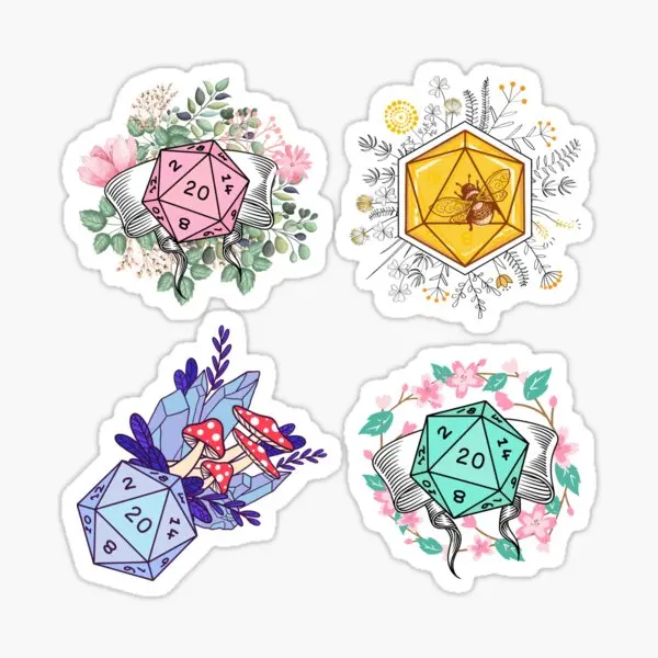 Dnd Sticker Pack Cute Dnd Dice Collecti 5PCS Stickers for Funny Wall Bumper Home Art Living Room Car Print Kid Cute Room Anime