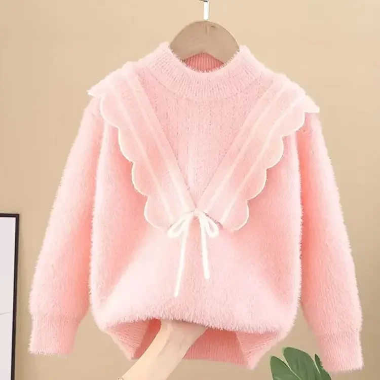 Plush Sweater for Girls Small and Middle Girls Baby New Knitwear Winter Clothes for Girls Fashion Sweet Kids Christmas Sweater