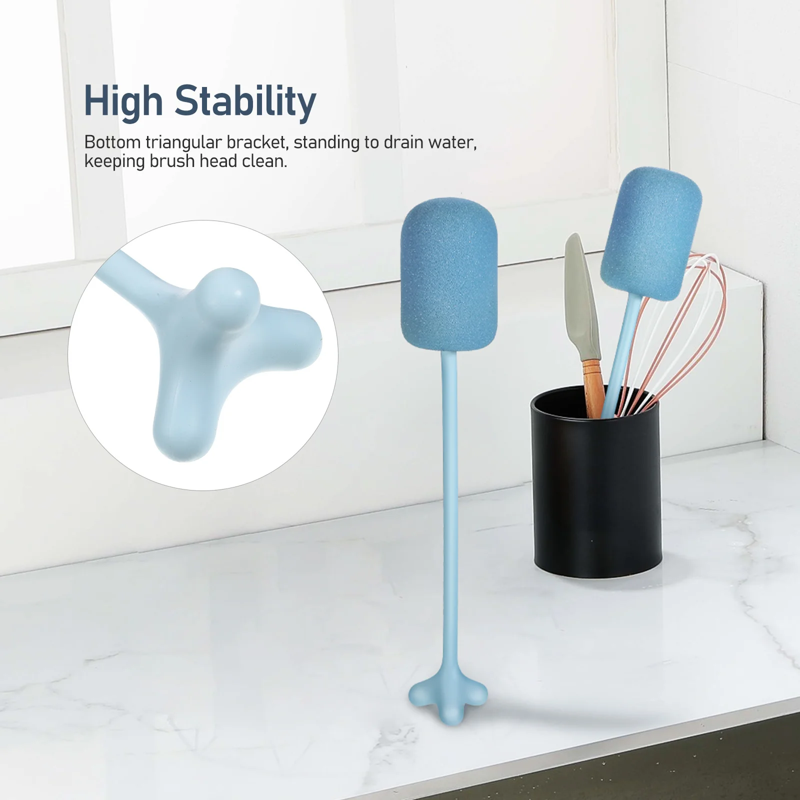 

1pcs Sponge Bottle Brush Long Handle For Carafes Goblets Feeding Bottles Baby Cleaner Tool Cup Washing Kitchen Scrubber Utensil