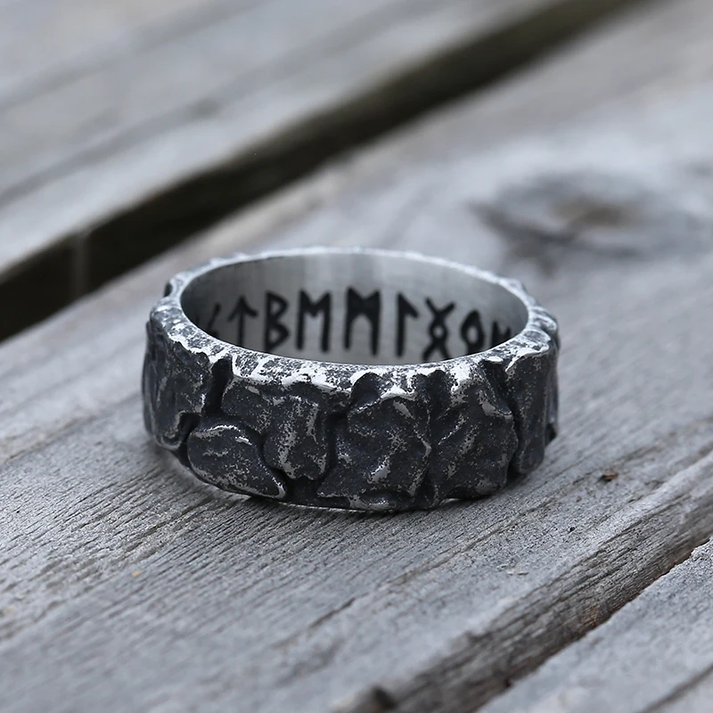 Freeshipping Retro 316L Stainless Steel Viking Runes&Knot Ring For Man Women Fashion Jewelry Couple&Wedding Gift