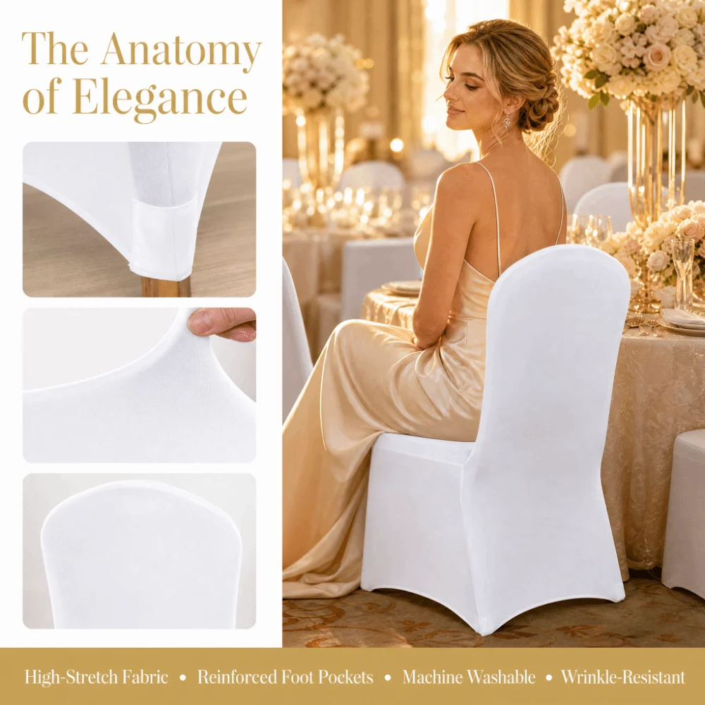 Full Cover Elastic Chair Cover Dust-proof Breathable All-inclusive Chair Cover Decorative Washable Wedding Chair Cover Event