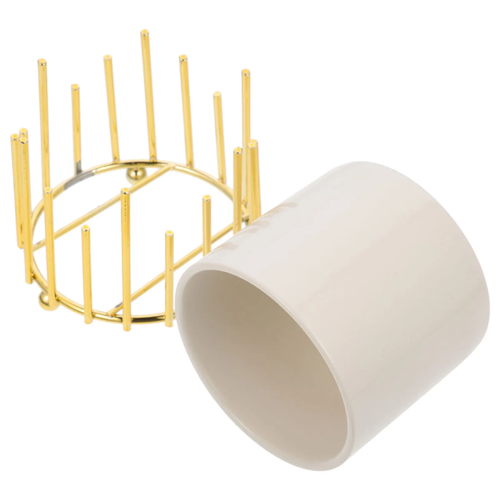 

Multi-Functional Ceramic Pen Holder Iron Art Makeup Brush Storage Desktop Organizer for Office Vanity Table Stationery Container