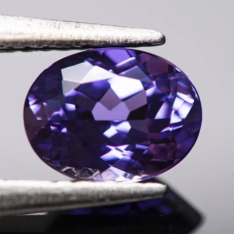 

L-Lab Grown Sapphire Oval Cut Purplish blue Color Charms Gemstones Beads Diy Jewelry Making Material Selectable AGL Certificate