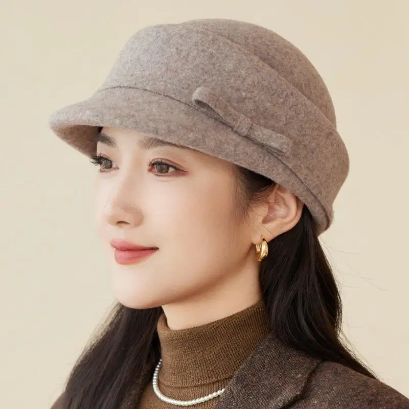casquette-retro-pour-femme-chaude-printemps-automne-elegante-avec-nœud-papillon-chapeau-de-pecheur-polyvalent-casquette-a-calotte-ronde-et-bord-court