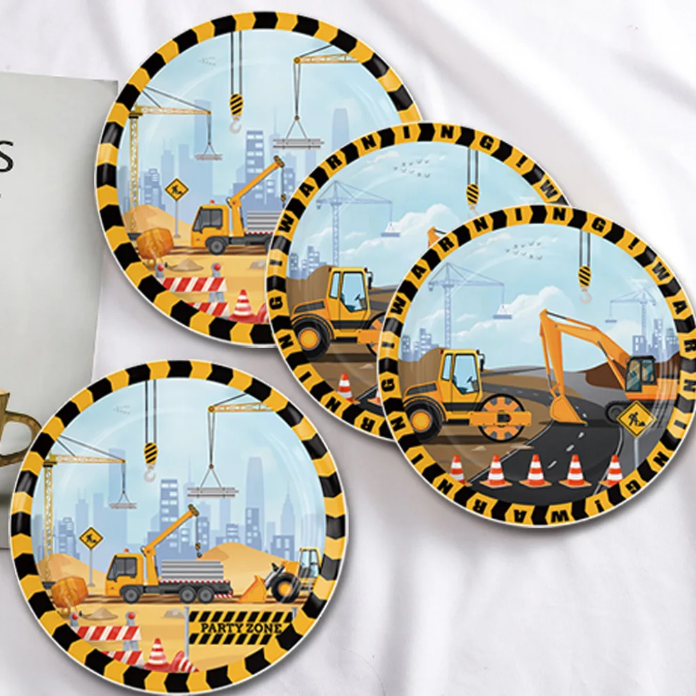 

Engineering Car Theme Disposable Tableware Engineering Excavator Plates Boys Happy Construction Car Theme Birthday Party Decor