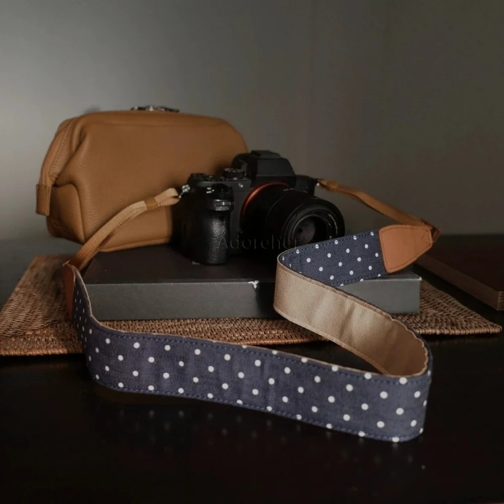 Camera Shoulder Strap with Leather Connector Adjustable Retro Camera Neck Strap for DSLR Digital SLR