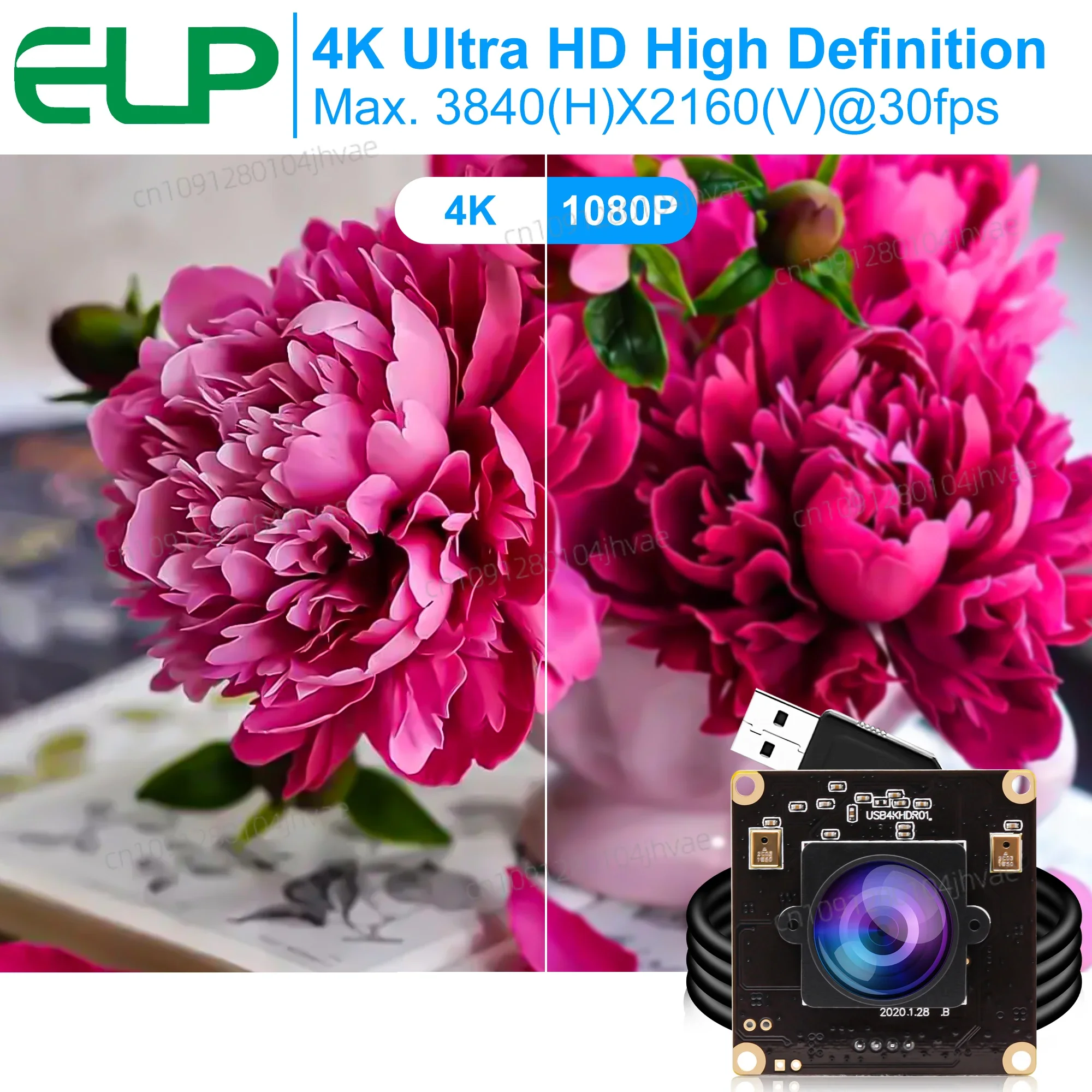 

NEW ELP 4K Wide Angle Webcam 170 Degree Lens Driver Free IMX317 Color 2160p 30FPS High Speed Mini USB Camera With Microphone
