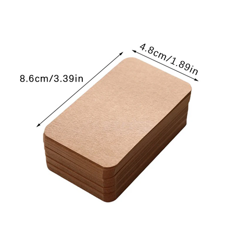 100pcs Kraft Paper Blank Greeting Cards Postcards And Envelopes Round Edge Lettering Message Note Labels White Black