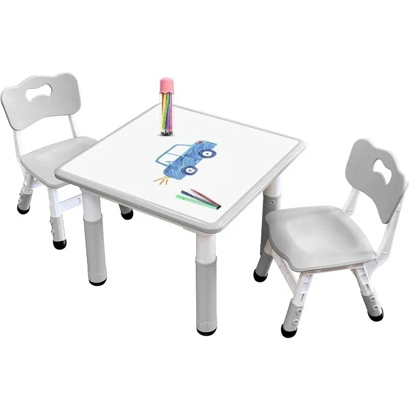 Conjunto de cadeiras de mesa infantis ajustáveis, pernas de segurança antiderrapantes para crianças e mesa de atividades à prova de graffiti