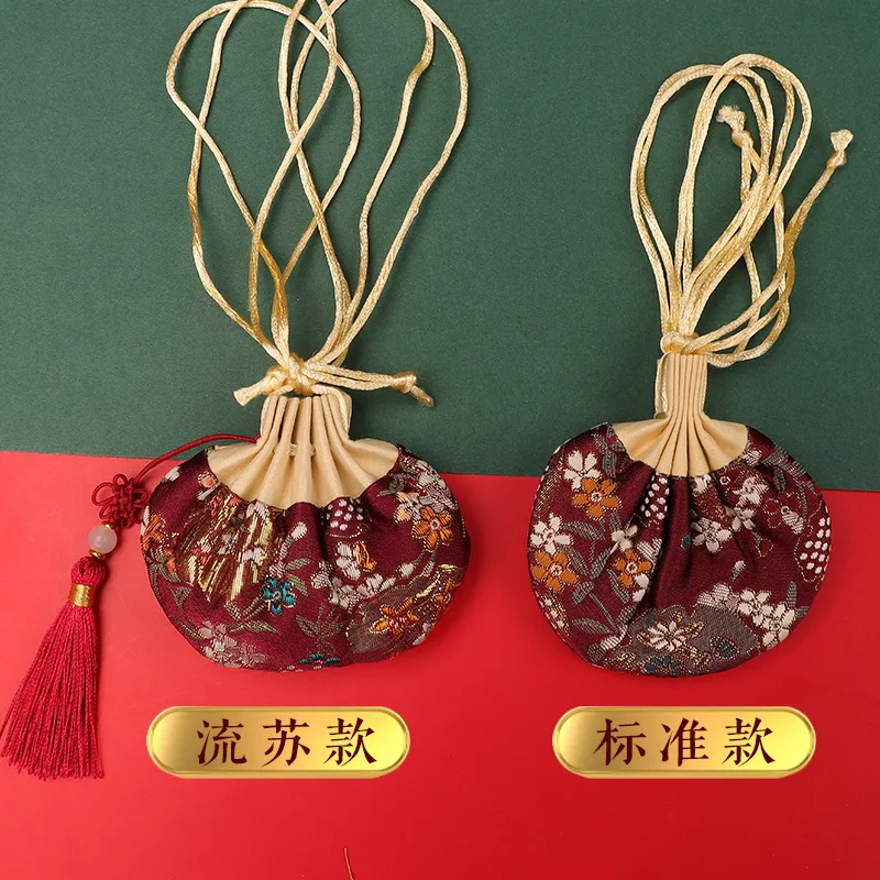 Chinese Traditional Gold Thread Embroidered Sachet Empty Pouch Hanfu Accessory Tassel Charm For Festivals Daily Use Multi Styles