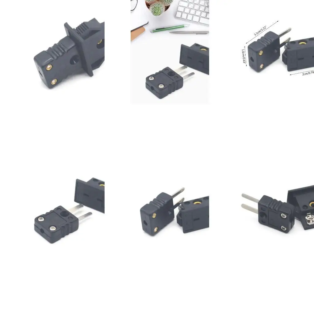 

652F Upgraded J-Typ Thermocouple Wire Connector Mini Plug Male & Female Wire Circuits Connector for Panel Mount 1 Pair
