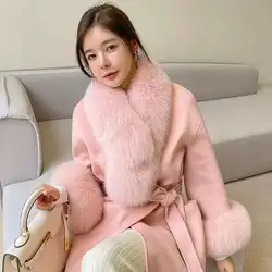 Real Fox Fur Collar Cuff Set Winter Coat Decor For Woman Natural Fur Scarf Coat Hood Black Fur Collar Luxury Fox Fur Neck Warmer