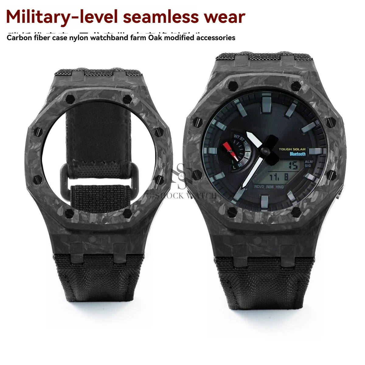 GA2100/2110 Mod Kit Carbon Fiber Case & Nylon Strap For Casio GA-2100/B2100 GM-2100 GBM2100 Men Watch Case+Band Set Accessories