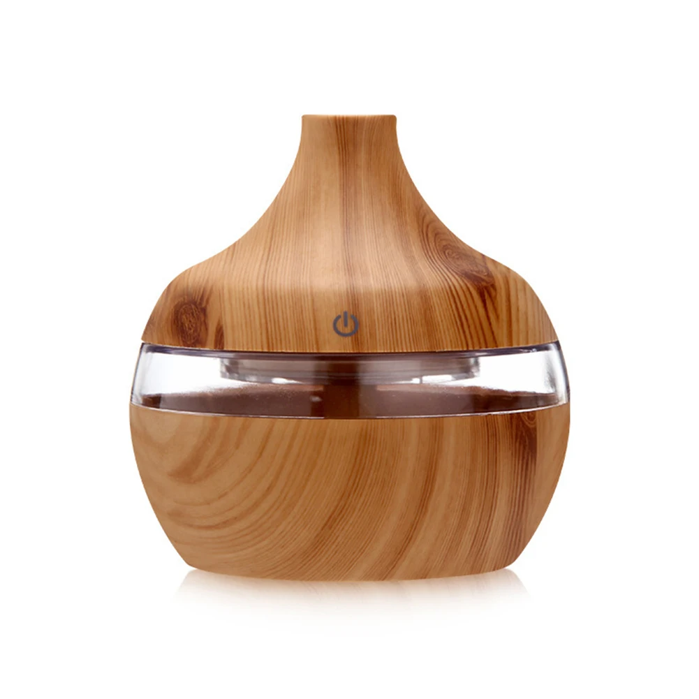 Home Ambiance Shallow Wood Grain Air Fresheners Portable Essential Oil Humidifier Air Quality Humidifier 300ml Diffuser