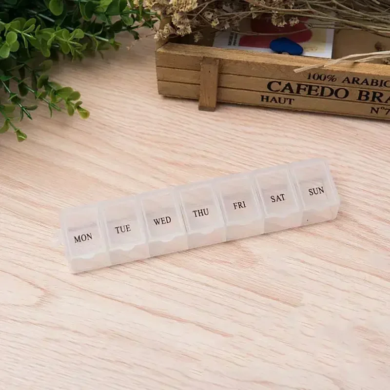 약통 Portable 7 Day Pill Box Organizer Travel Pill Box Pill Storage Compartment Box Medicine Tablet Holder PillSplitter Таблетница