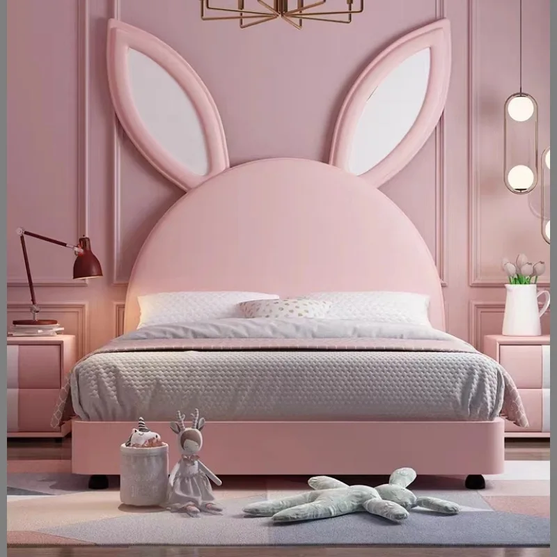 

*Modern Bunny Cute pink Soft Bed for Kids Children's for Girls Leather