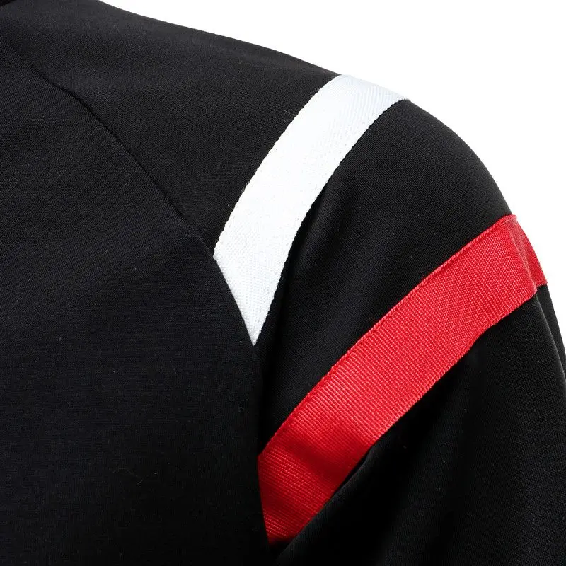 Autumn and winter fashion stand-up collar letter striped sweater contrasting colors men's trend casual long-sleeved top