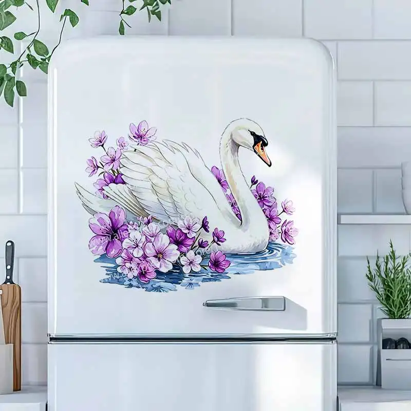 

Elegant Swan Pattern Wall Stickers Decorative Decals for Bathroom Toilet Living Room Cabinet Fridge - Home Decoration AA354