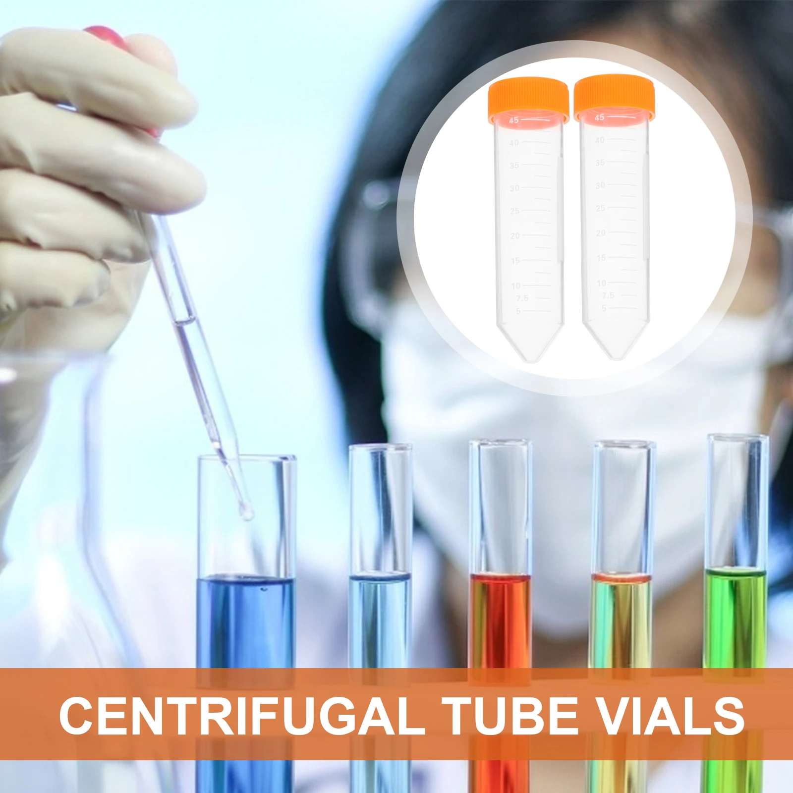

50pcs 50Ml Tubes Plastic High Transparency Lab Vials For Sample Storage Science Experiment Measurement Education Use